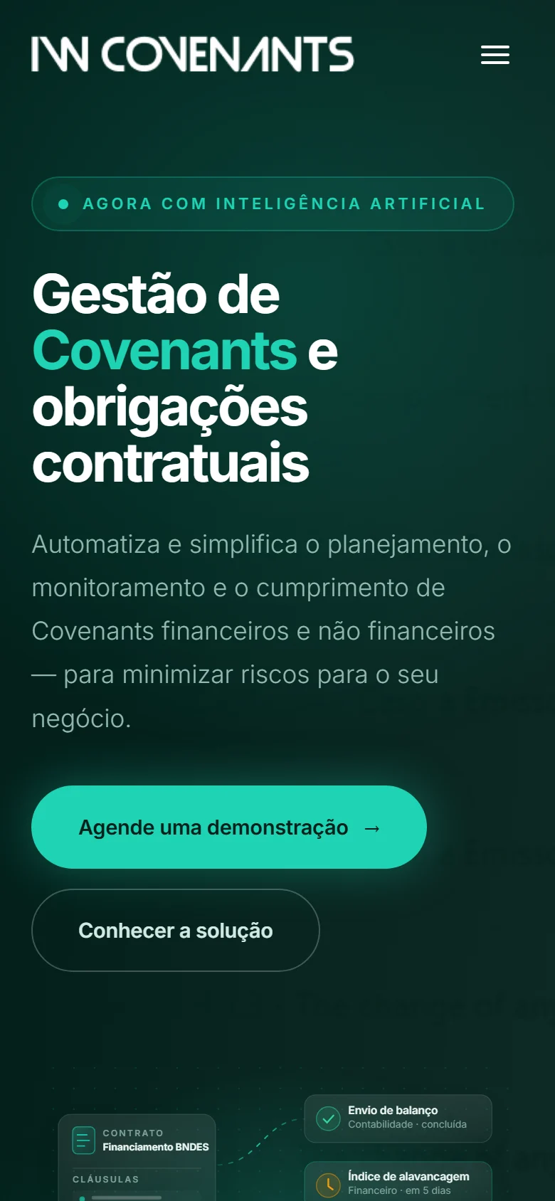 Abertura do site no celular