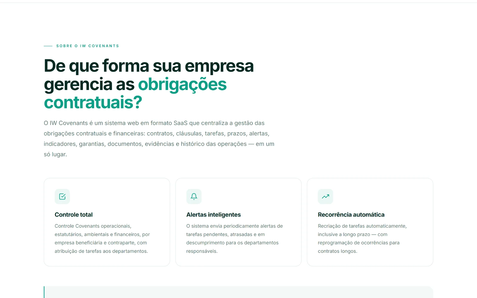 Seção que explica o que é o IW Covenants