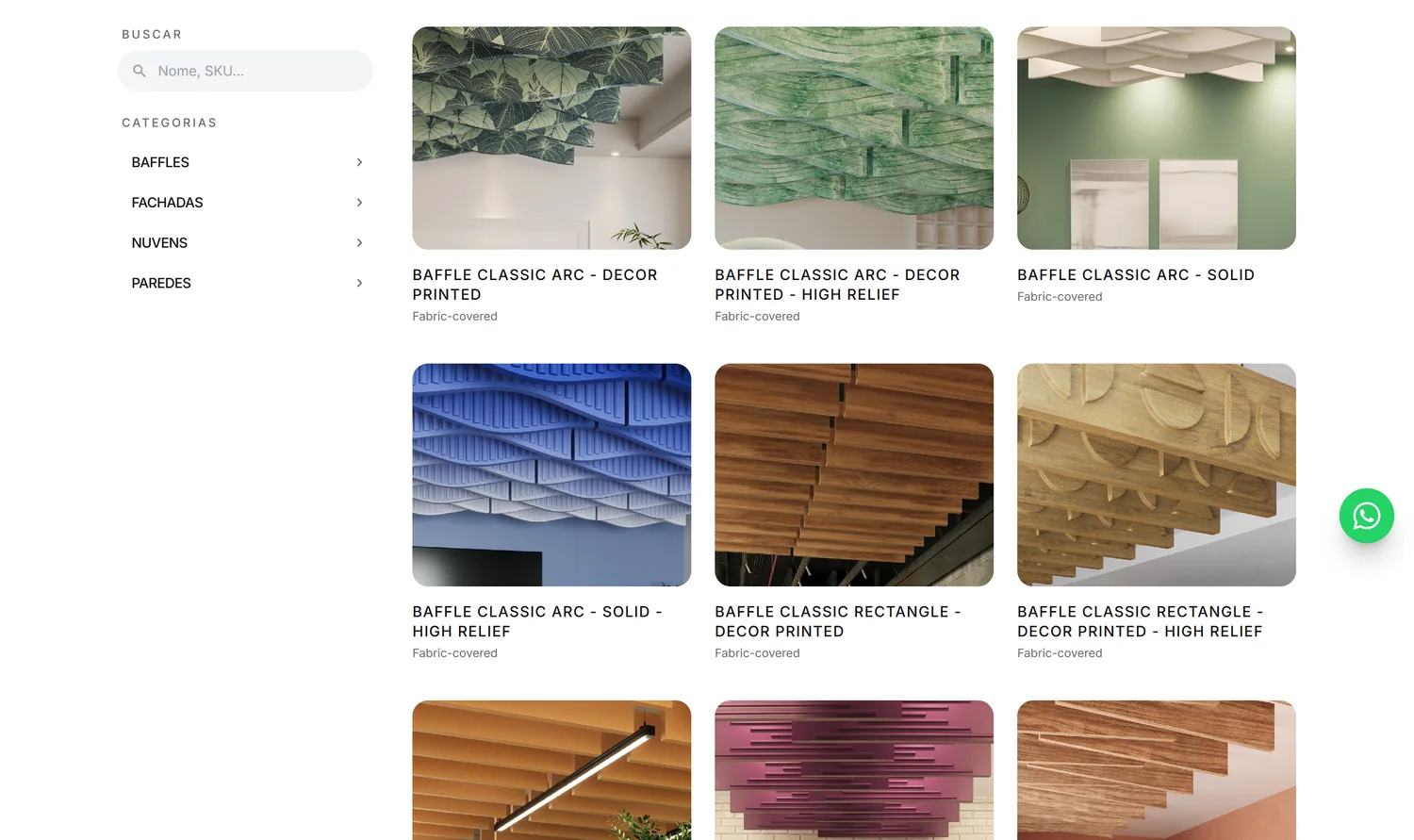 Vitrine do catálogo Trisoft com busca e categorias