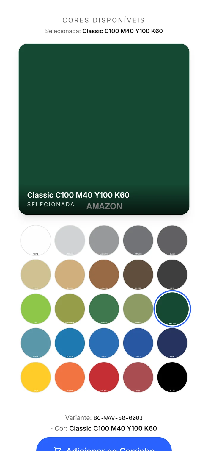 Configurador de cores no celular