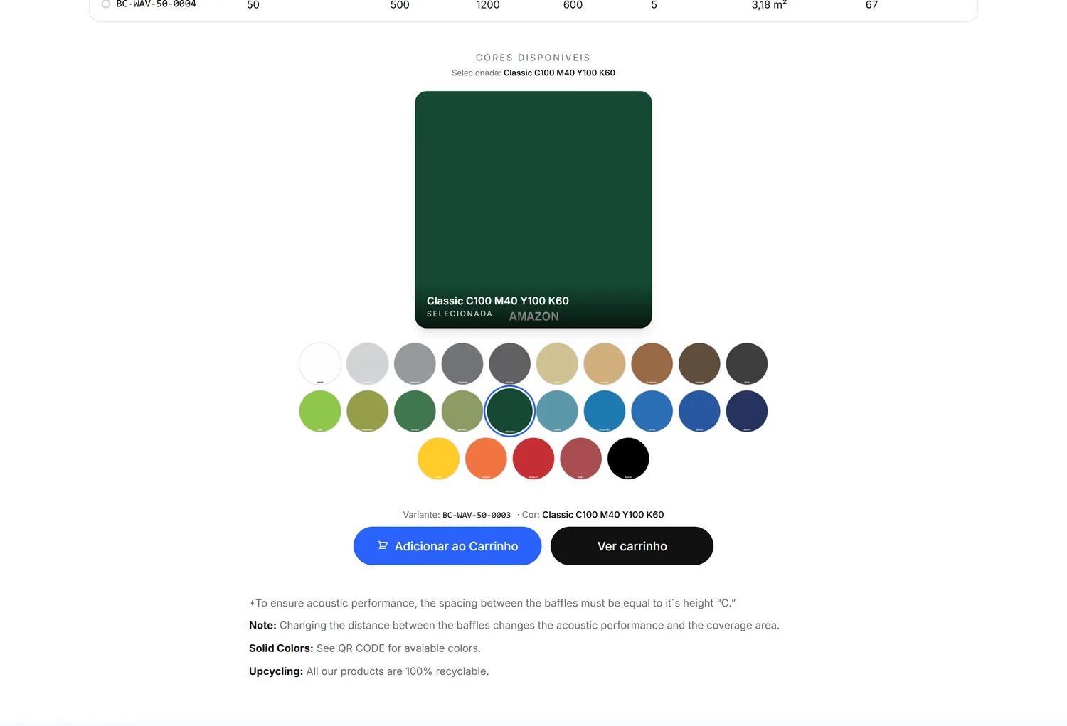 Seletor de cores com pré-visualização na página de produto