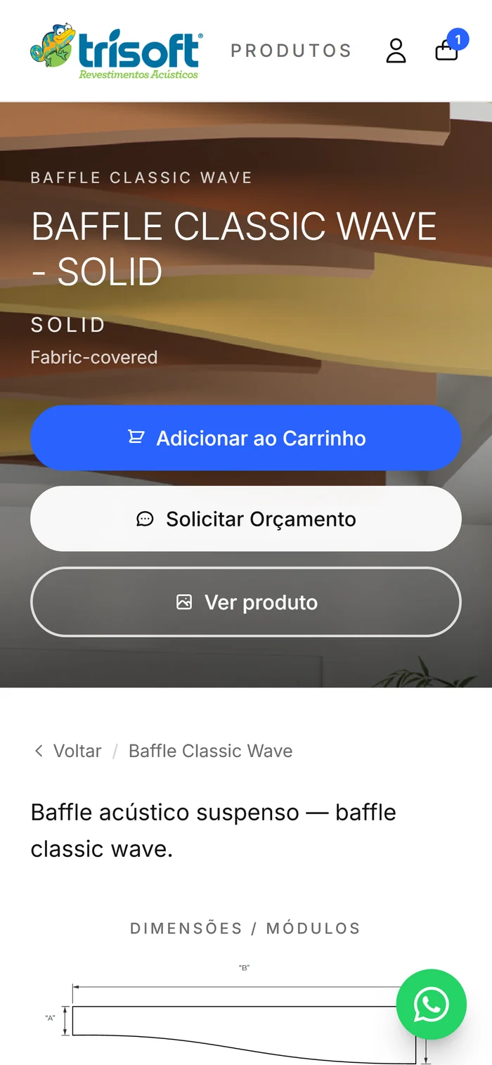 Página de produto no celular